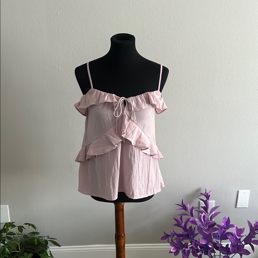 Universal Thread Pink Ruffled Tie Front Camisole
